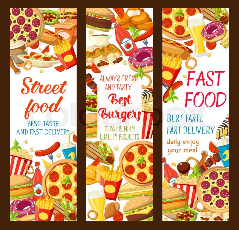 Fast Food Burgers Restaurant Or Street Stock Vector Colourbox