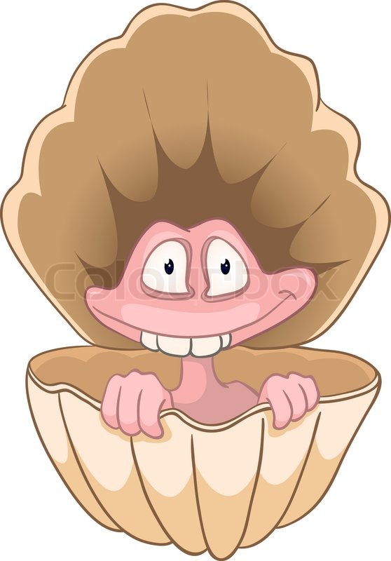 Cartoon Character Oyster Isolated on White Background Vector | Stock