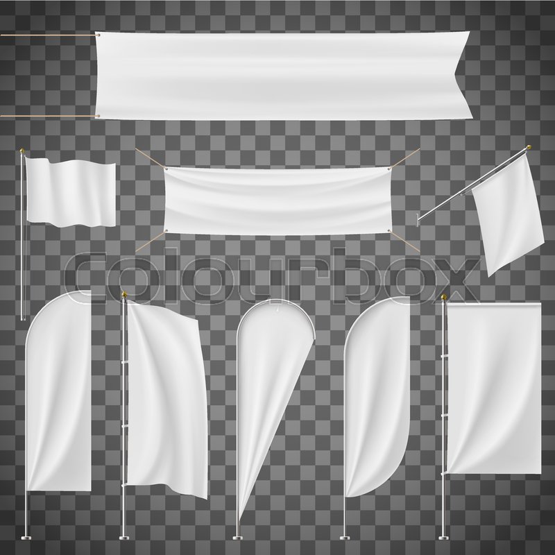 Set Of Blank Banner Flag Flagpole Stock Vector Colourbox