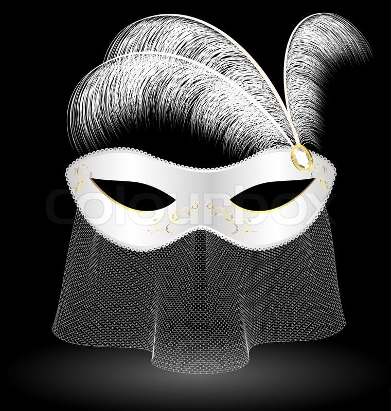 On An Black Background Is A Carnival White Half Mask Decorated With Adorable Half Masks To Decorate On An Black Background Is A Carnival White Half Mask Decorated With Adorable Half Masks To Decorate