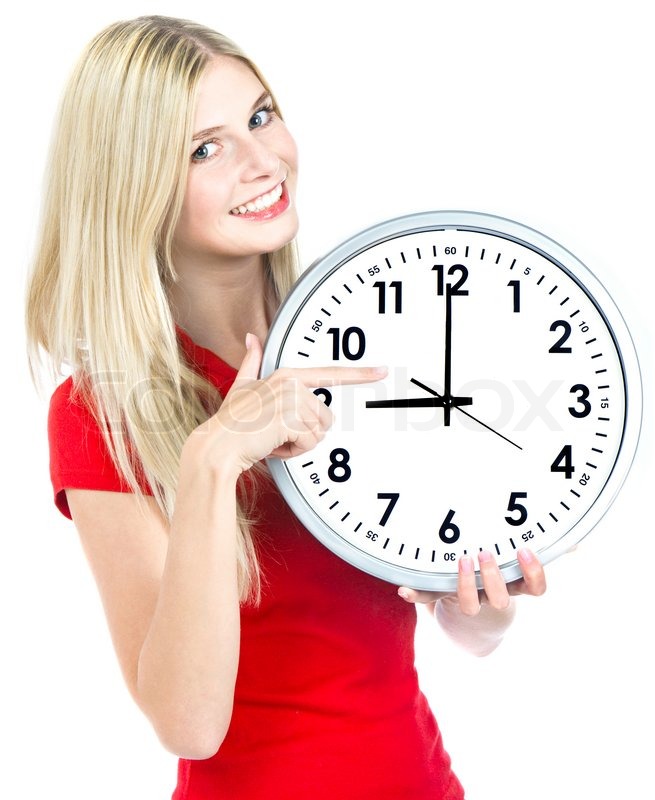 Holding A Clock Standing In A Line Holding A Clock Time Management Concept Nine O