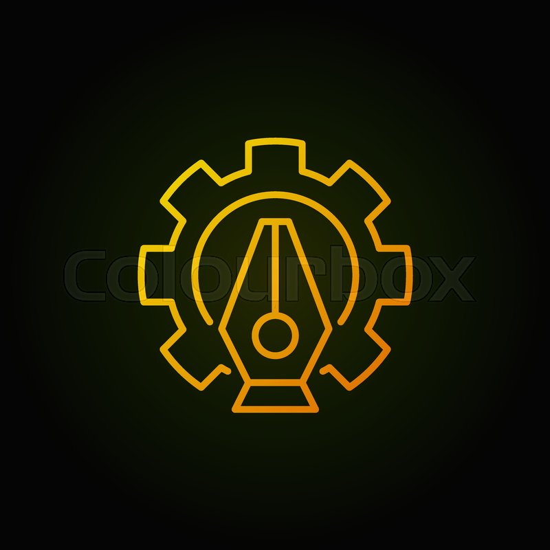 Pen Tool In Gear Vector Yellow Icon Or Stock Vector Colourbox