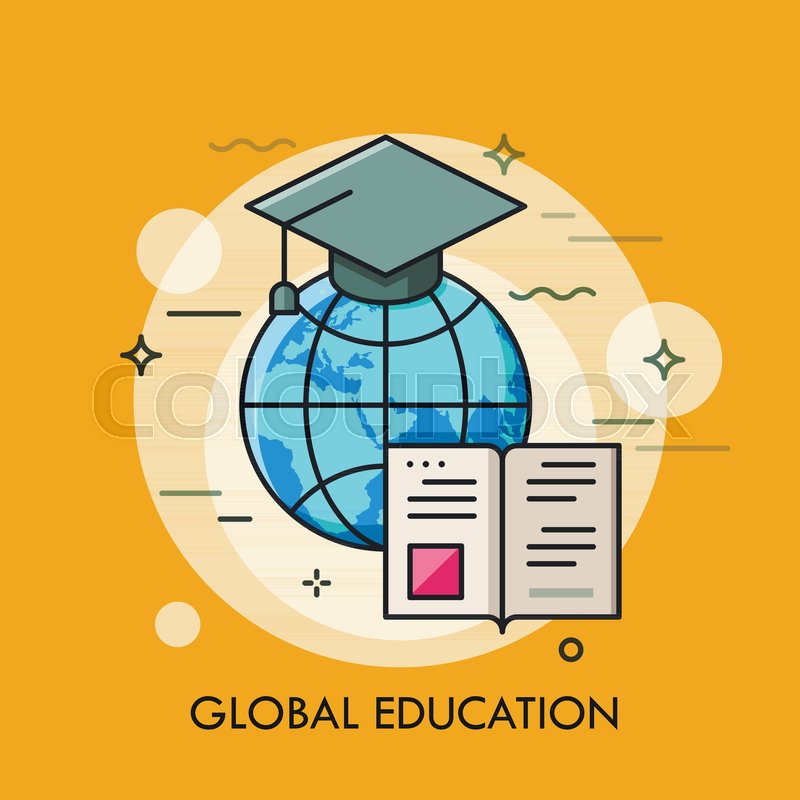 Globe With Graduation Cap And Opened Stock Vector Colourbox