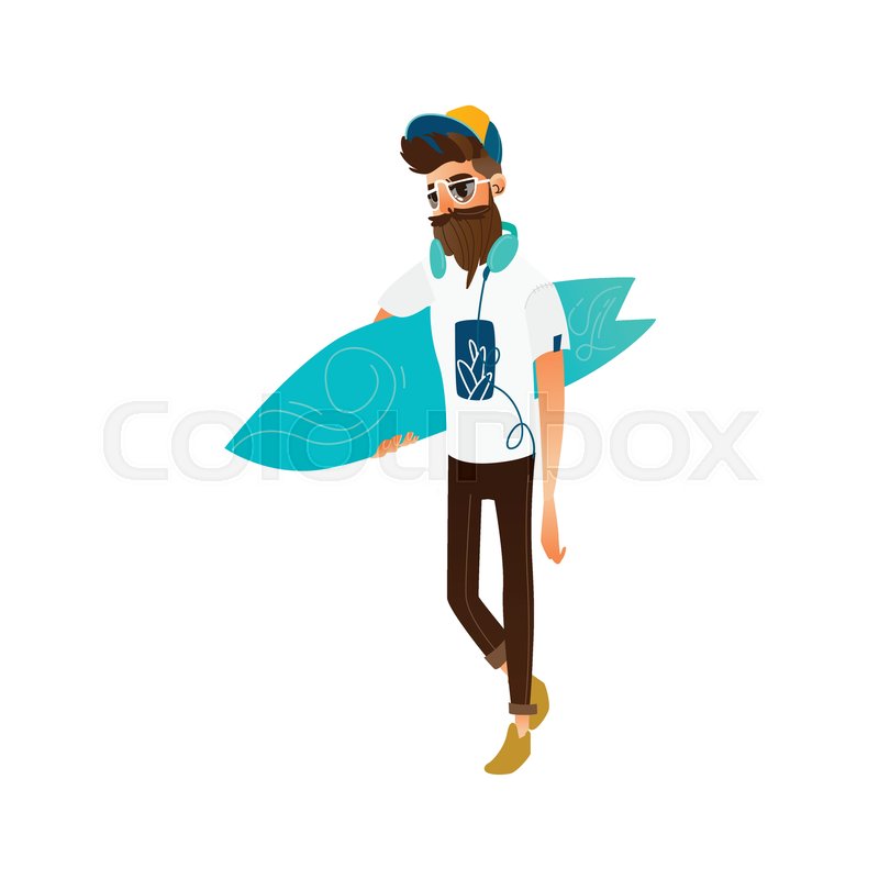 Vector Cartoon Hipster Man With Beard Stock Vector Colourbox