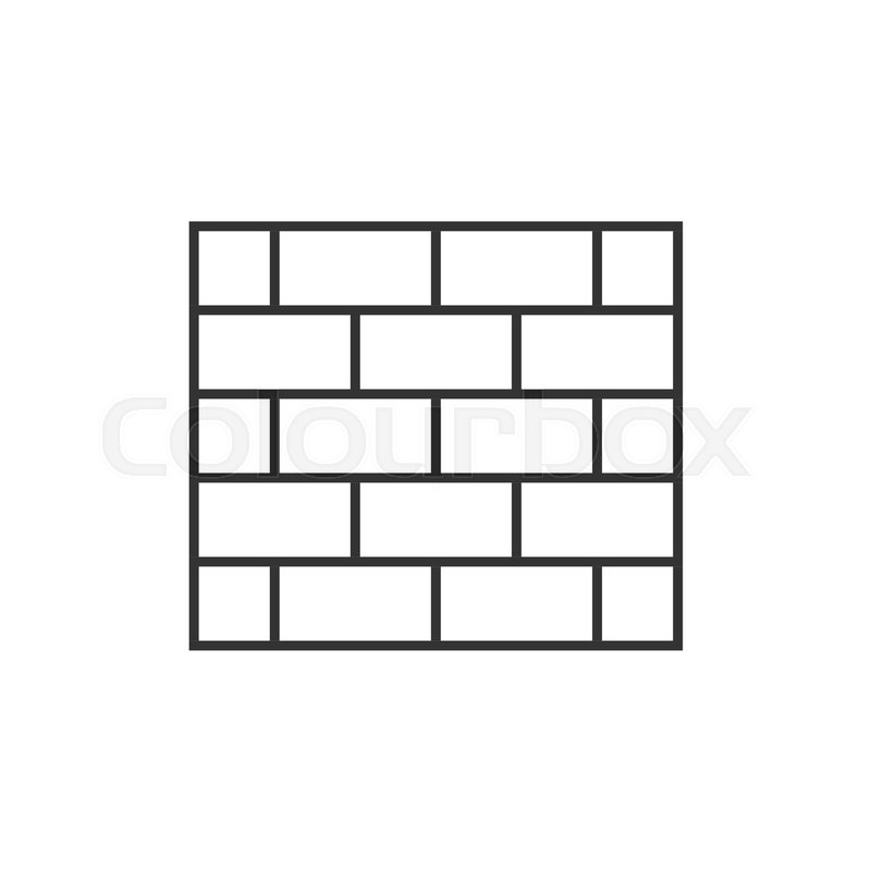 Brick wall outline icon on white Stock vector Colourbox