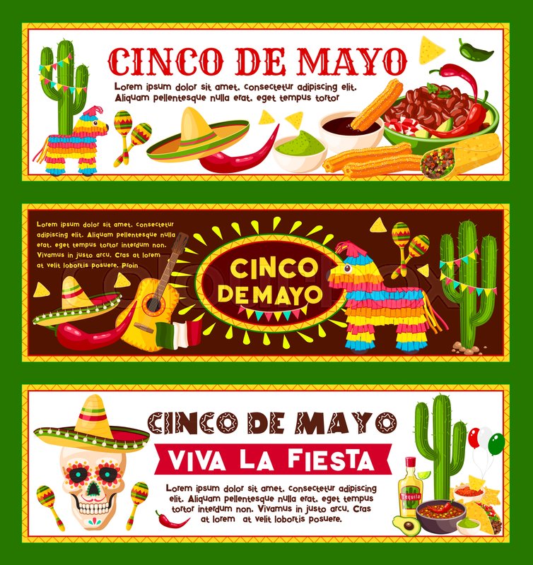 Cinco De Mayo Mexican Banners Stock Vector Colourbox