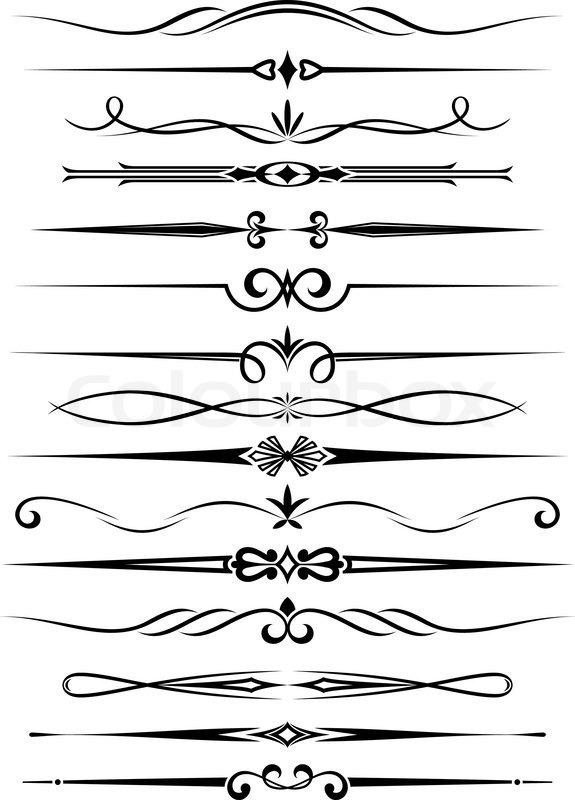 Line Art Designs For Borders : Vintage dividers and borders set for stock vector