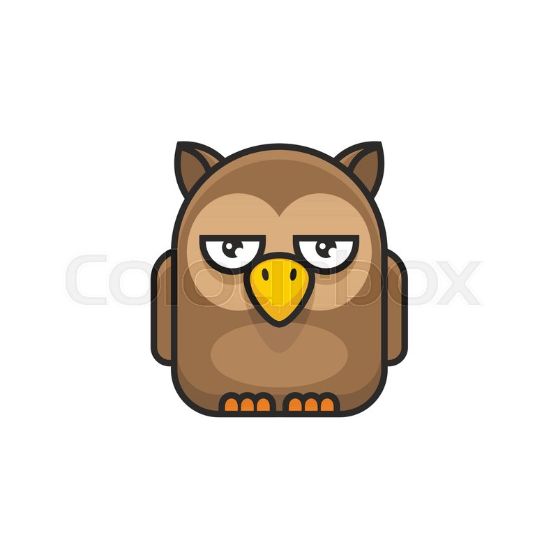 Cute owl icon, thin line style, flat | Stock vector | Colourbox