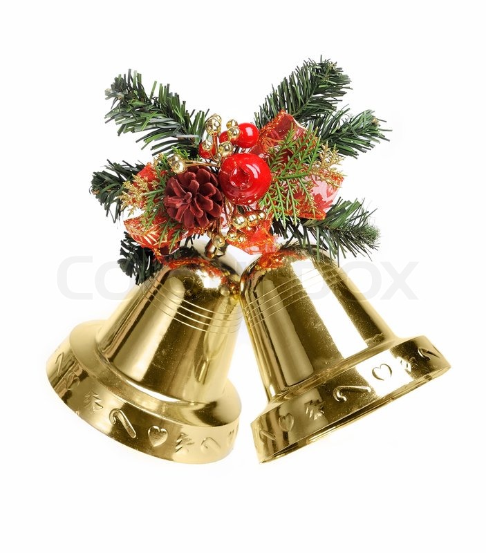  Christmas  decoration with bells  isolated on white 