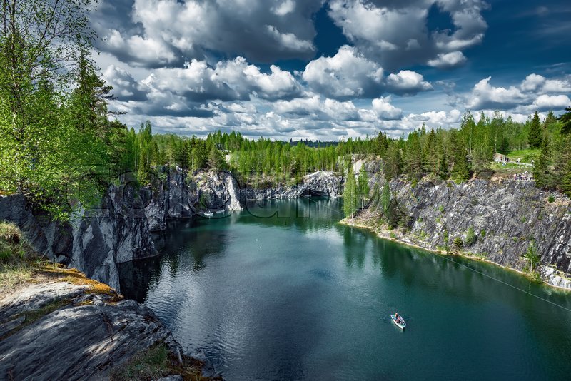 Marble quarry in Ruskeala Park in | Stock image | Colourbox