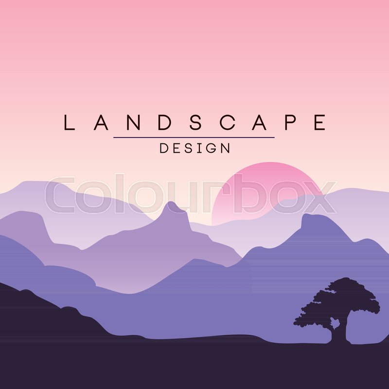 Beautiful Peaceful Evening Mountains Stock Vector Colourbox