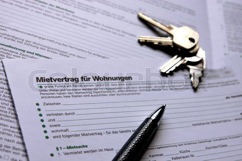 Mietvertrag Kugelschreiber Wohnungsmiete Stock Photo Colourbox