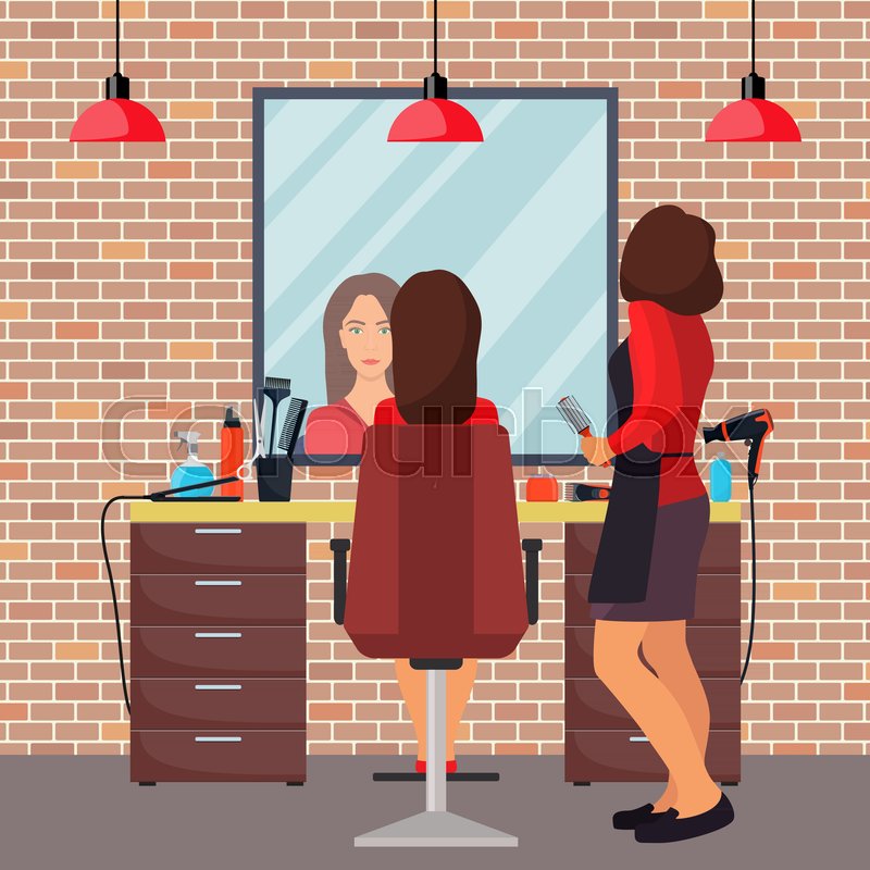 Hairdresser And Woman Client In Beauty Stock Vector Colourbox