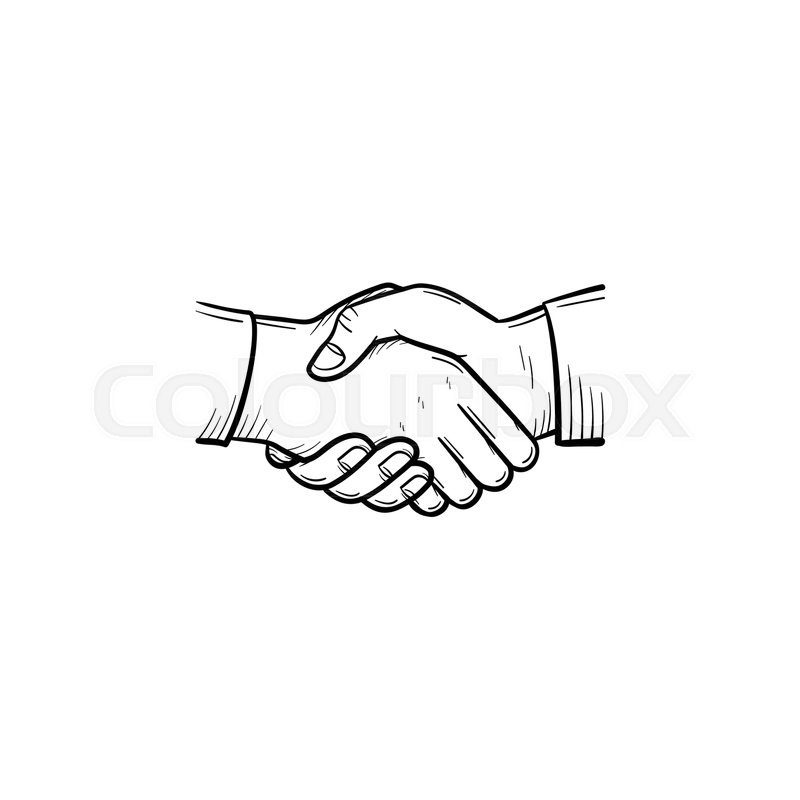 Vector hand drawn of handshake outline Stock vector Colourbox