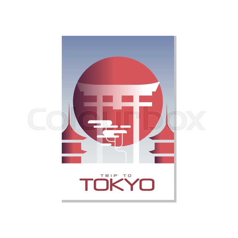 trip to tokyo travel poster template, touristic greeting card trip to tokyo travel poster template, touristic greeting card, Graphic Presentation Poster Template, Presentation templates