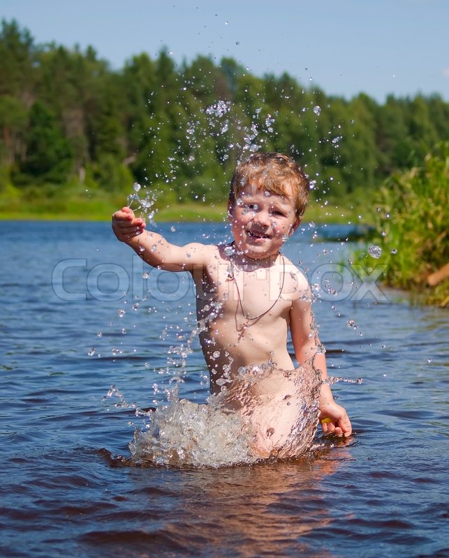 The Swimming Boy In River Stock Photo Colourbox 