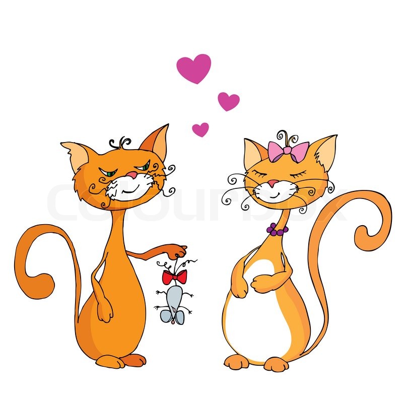 Cute hand drawn cats in love | Stock Photo | Colourbox