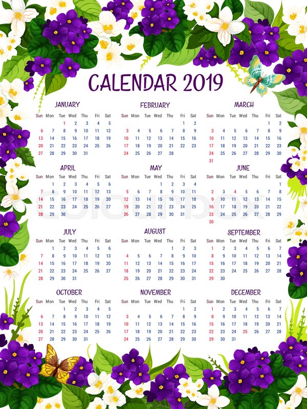 2019 calendar of blue crocuses and violets spring flowers ... 2019 calendar of blue crocuses and violets spring flowers ...