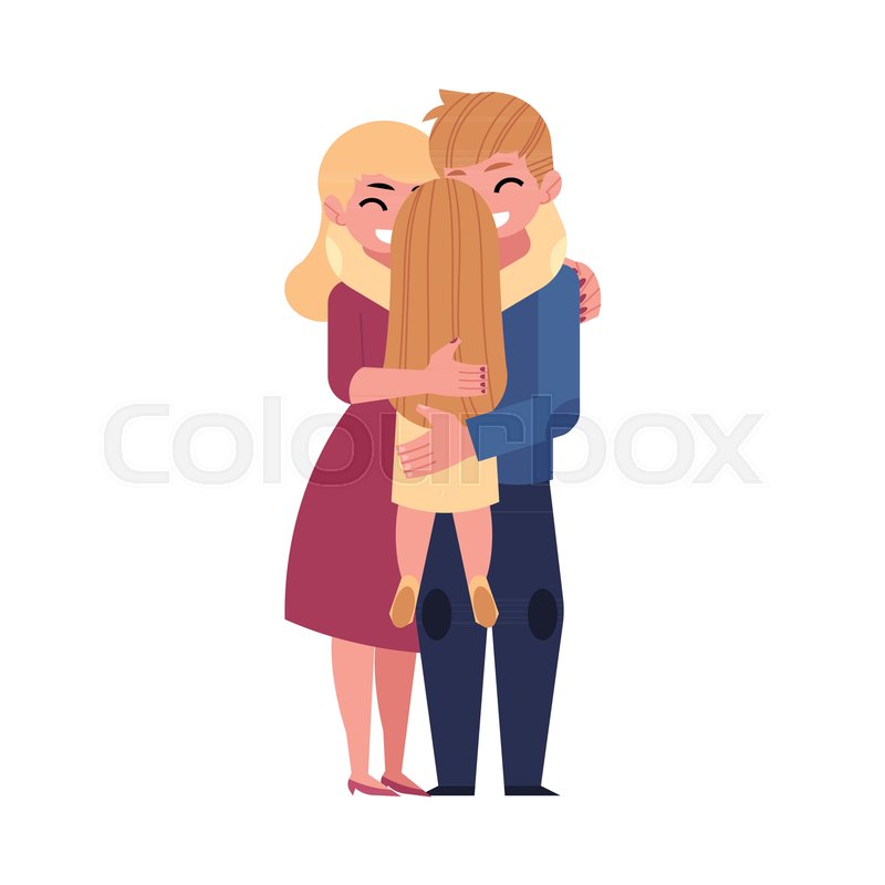 Parents Mom And Dad Hugging Their Stock Vector Colourbox