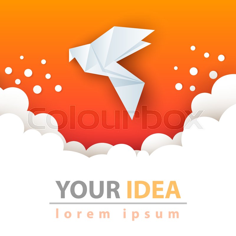dove paper illusration cloud template vector eps 10 stock vector