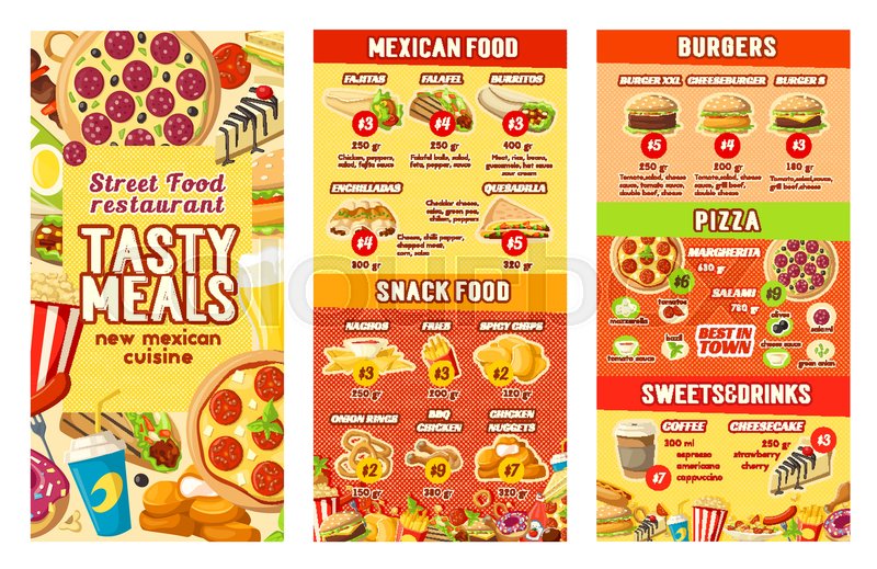 fast food restaurant menu design template for street food burgers