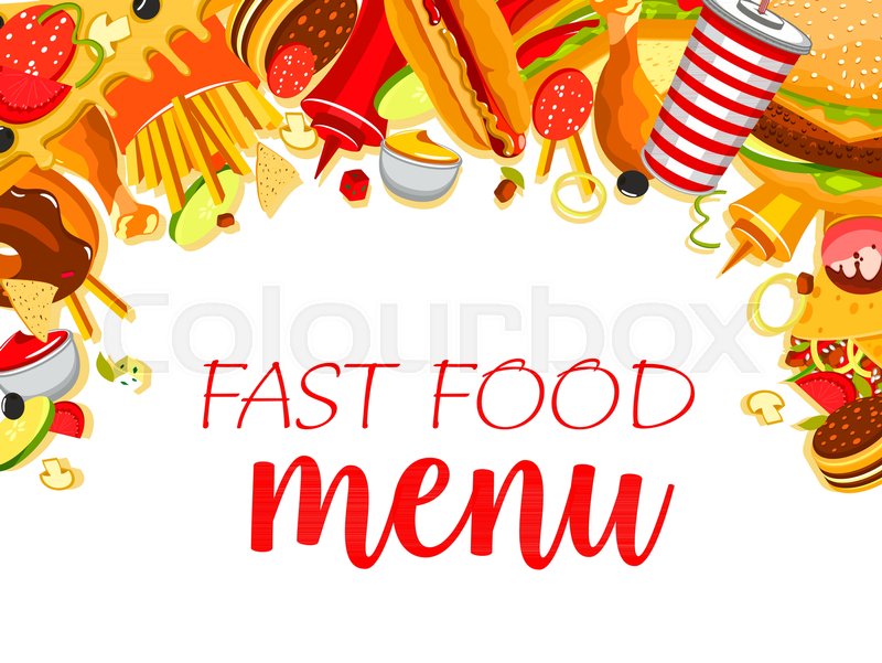 fast food restaurant menu design template of fastfood burgers pizza