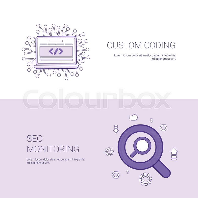 Custom Coding And Seo Monitoring Stock Vector Colourbox