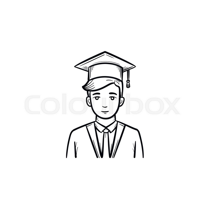 Graduate Student Hand Drawn Outline Stock Vector Colourbox