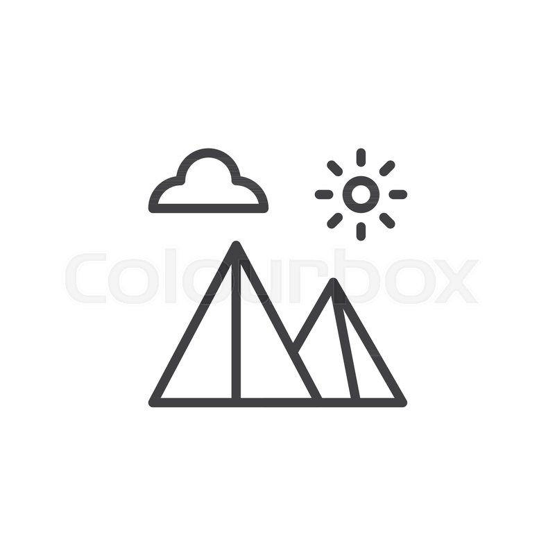 egyptian pyramids landscape outline icon linear style sign for