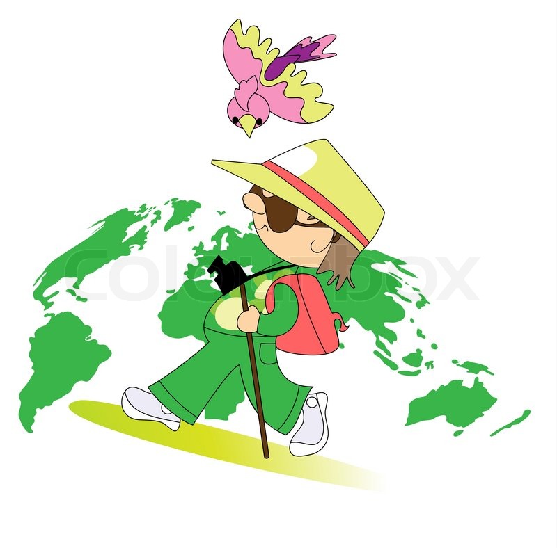 Isolated portrait of a man, traveling | Stock vector | Colourbox