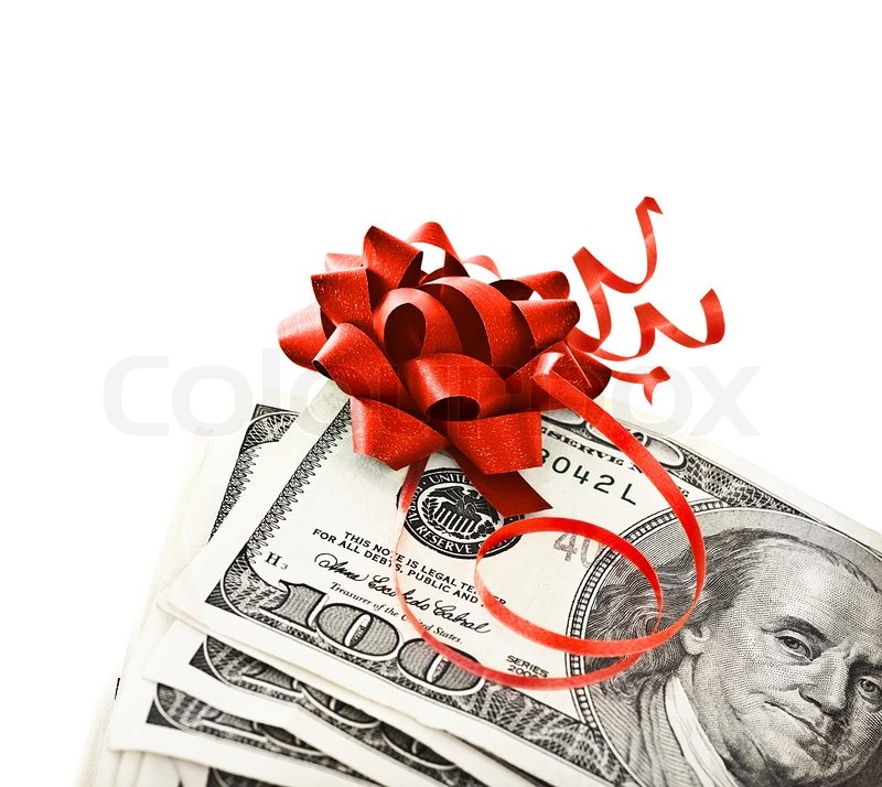 Money Wrapped In Bow Money, gift wrapped in red bow and ... | Stock image | Colourbox