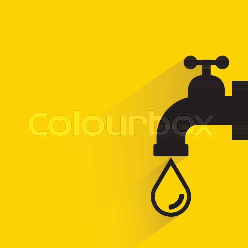Water Faucet In Yellow Background Stock Vector Colourbox