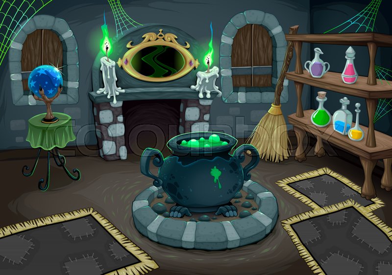 The witch room. Vector cartoon Stock vector Colourbox