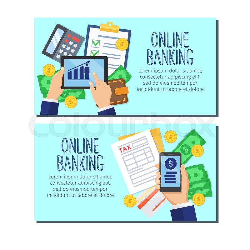 Online Banking Banners Bank Account Stock Vector Colourbox