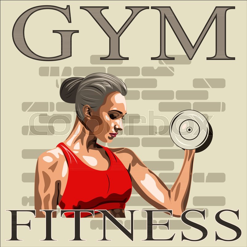 Sporty Woman With Dumbbells Isolated Stock Vector Colourbox