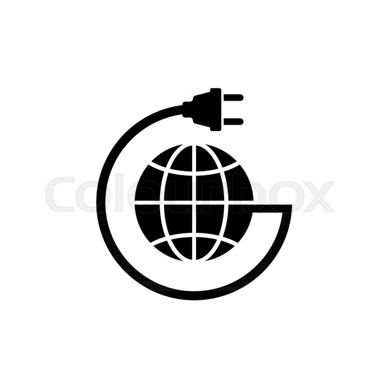 Earth Globe With Power Cable Flat Stock Vector Colourbox