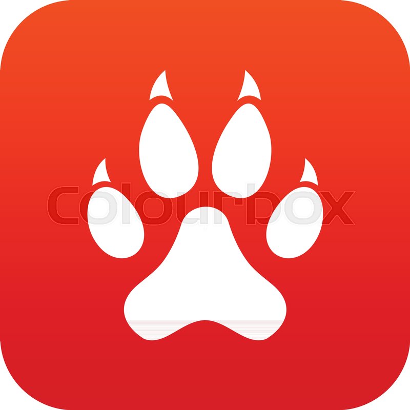 Cat paw icon digital red for any | Stock vector | Colourbox