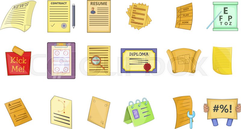 Paper icon set. Cartoon set of paper ... | Stock vector | Colourbox