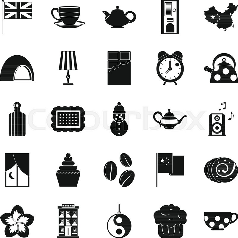 Tea party icons set. Simple set of 25 ... | Stock vector | Colourbox