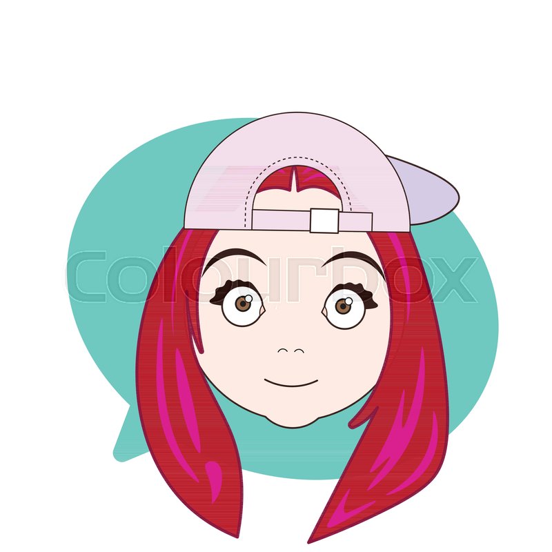 Girl Hipster Face Icon Over Chat Stock Vector Colourbox