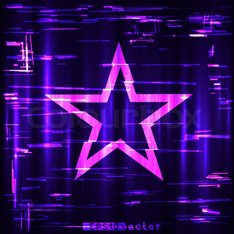 glitch colorful blue purple and pink geometric star shape template