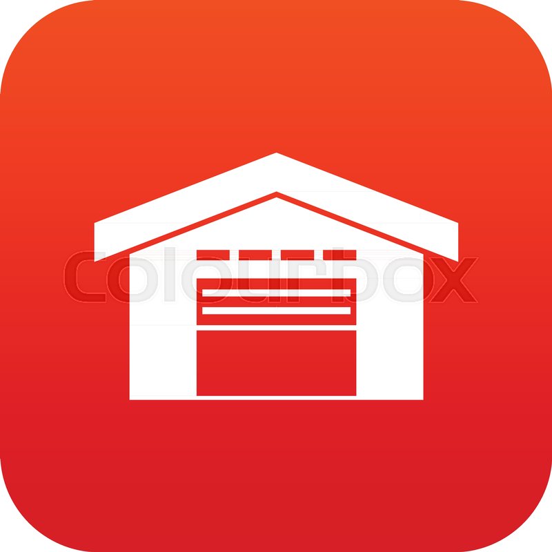 warehouse icon digital red for any stock vector colourbox warehouse icon digital red for any