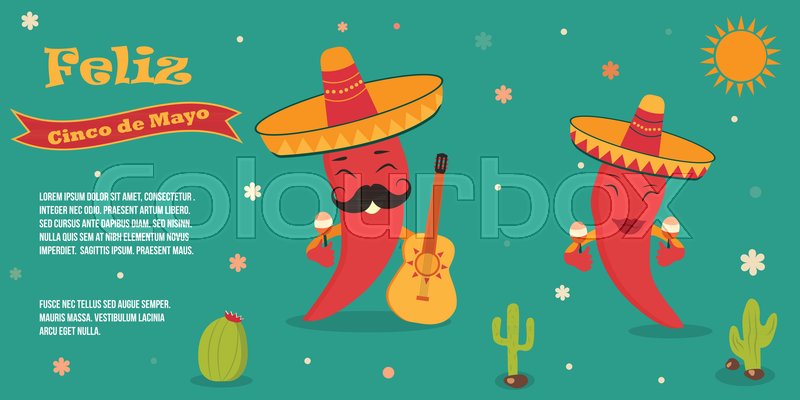 cinco de mayo poster template with bright mexican characters and
