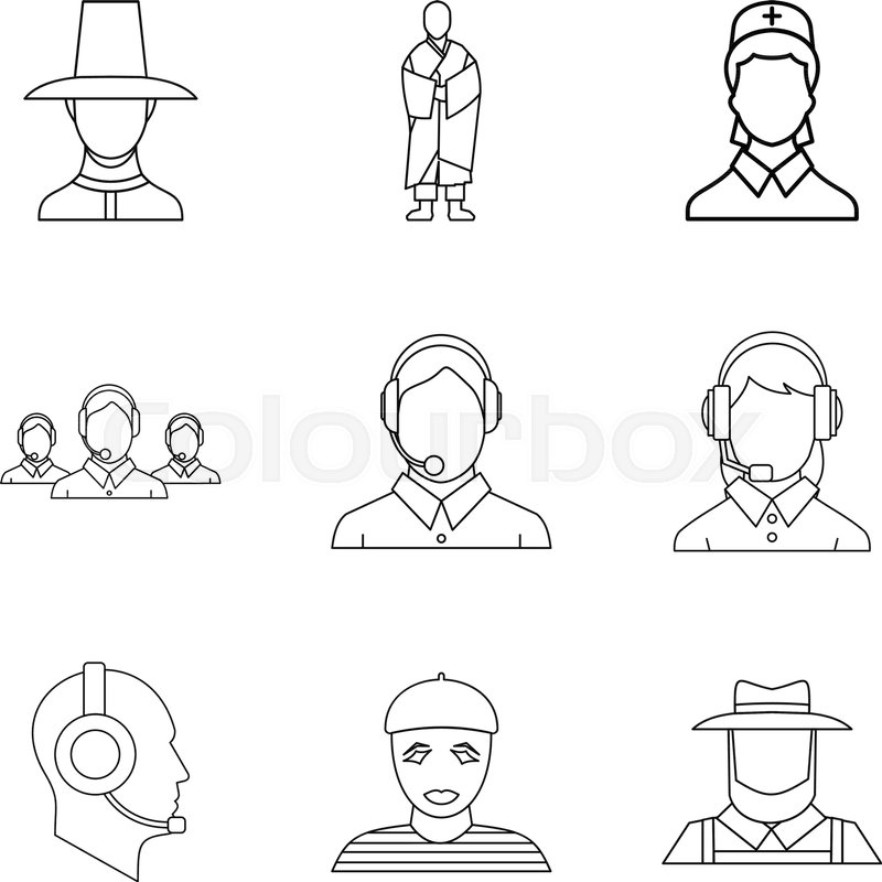 trunk icons set outline