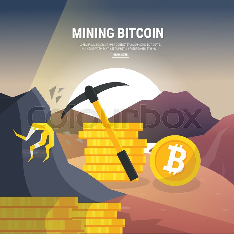 Flat Design Mining Bitcoin Concept Stock Vector Colourbox