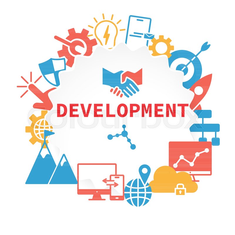Development Poster With Icons Set Stock Vector Colourbox