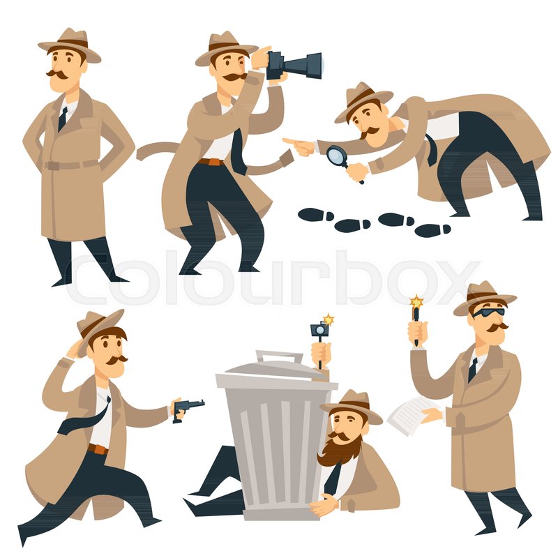 Detective Man On Investigation Vector Stock Vector Colourbox