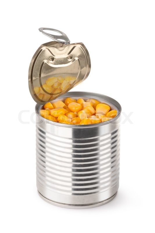 ajar metallic can with sweet corn stock photo colourbox