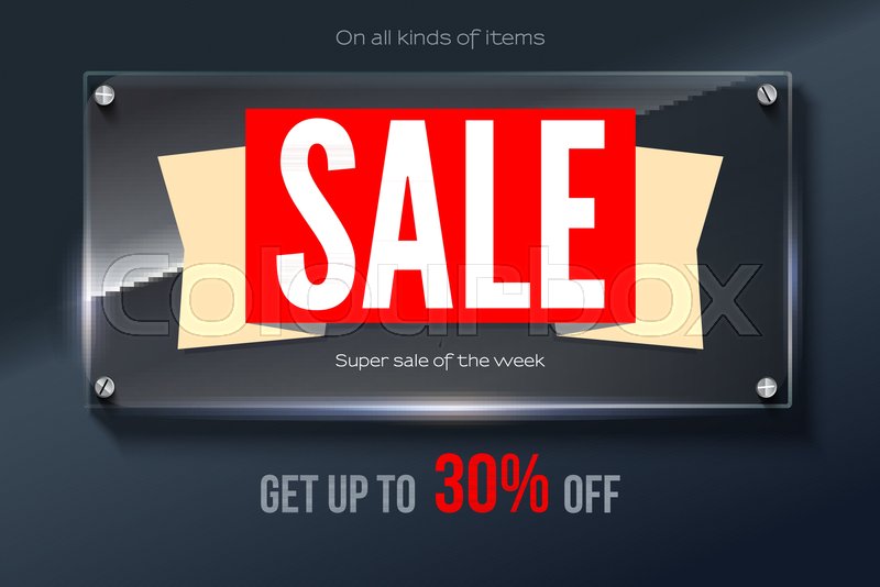 Sales Banner On Glass Background And Stock Vector Colourbox