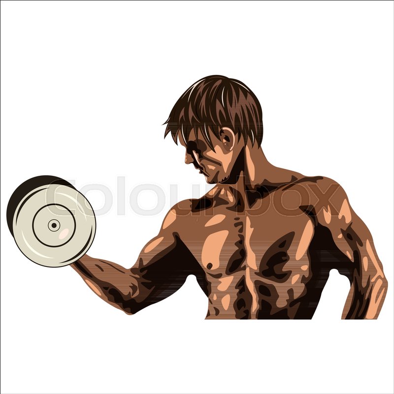 Inflated Sport Man With Dumbbells Stock Vector Colourbox